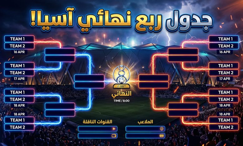 جدول مواعيد مباريات ربع نهائي دوري أبطال آسيا للنخبة 2026 في جدة