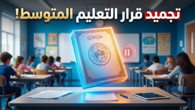 وثيقة رسمية تعبر عن قرار وزارة التربية الوطنية بتجميد مواقيت ومعاملات التعليم المتوسط