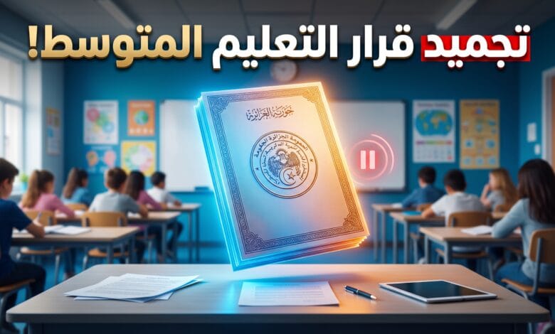 وثيقة رسمية تعبر عن قرار وزارة التربية الوطنية بتجميد مواقيت ومعاملات التعليم المتوسط