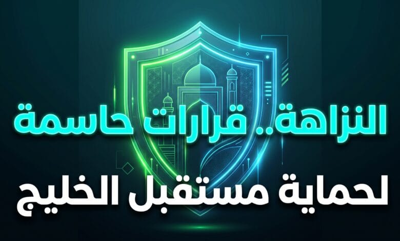 درع رقمي مضيء يرمز لجهود لجنة وكلاء مكافحة الفساد الخليجية