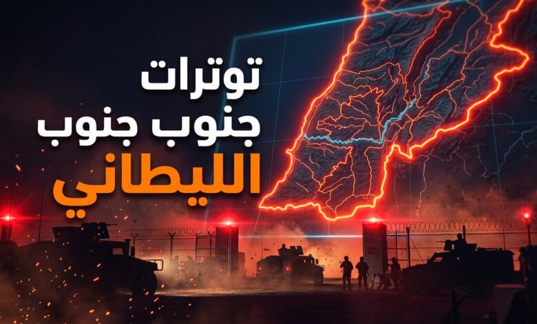 خريطة توضيحية لجنوب الليطاني ترمز للتوترات العسكرية بين إسرائيل وحزب الله