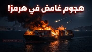حريق في سفينة تجارية بعد استهدافها بمقذوفات قرب خصب العمانية في مضيق هرمز
