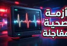 شاشة نبضات القلب ترمز للوعكة الصحية الطارئة التي يمر بها الفنان سامح حسين