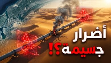 صور أقمار اصطناعية تظهر أضرار خط أنابيب النفط السعودي