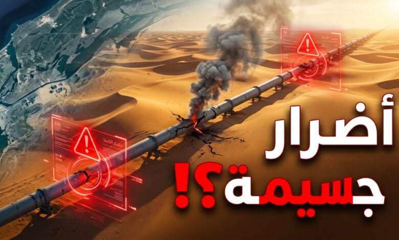 صور أقمار اصطناعية تظهر أضرار خط أنابيب النفط السعودي