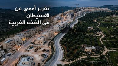 خريطة تعبيرية تظهر التوسع الاستيطاني في الضفة الغربية بناء على التقرير الأممي