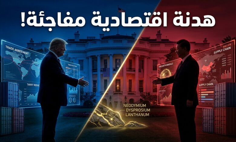 الرئيس الصيني شي جين بينج والرئيس الأمريكي دونالد ترامب خلال الاتفاق على هدنة تجارية جديدة