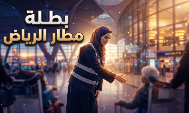 البطلة السعودية عبير بنت عبدالله العجمي في موقف إنساني بمطار الملك خالد