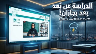 الدراسة عن بُعد في مدارس جازان بناءً على تقارير الأرصاد