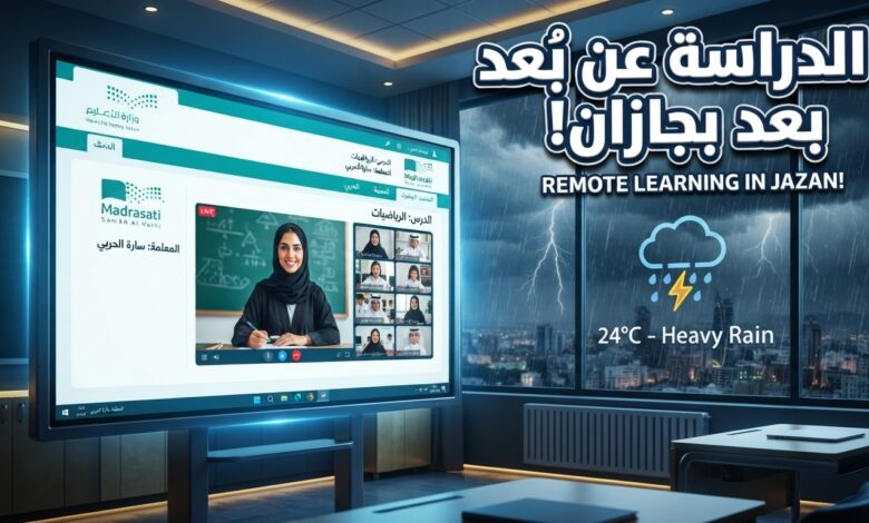 الدراسة عن بُعد في مدارس جازان بناءً على تقارير الأرصاد